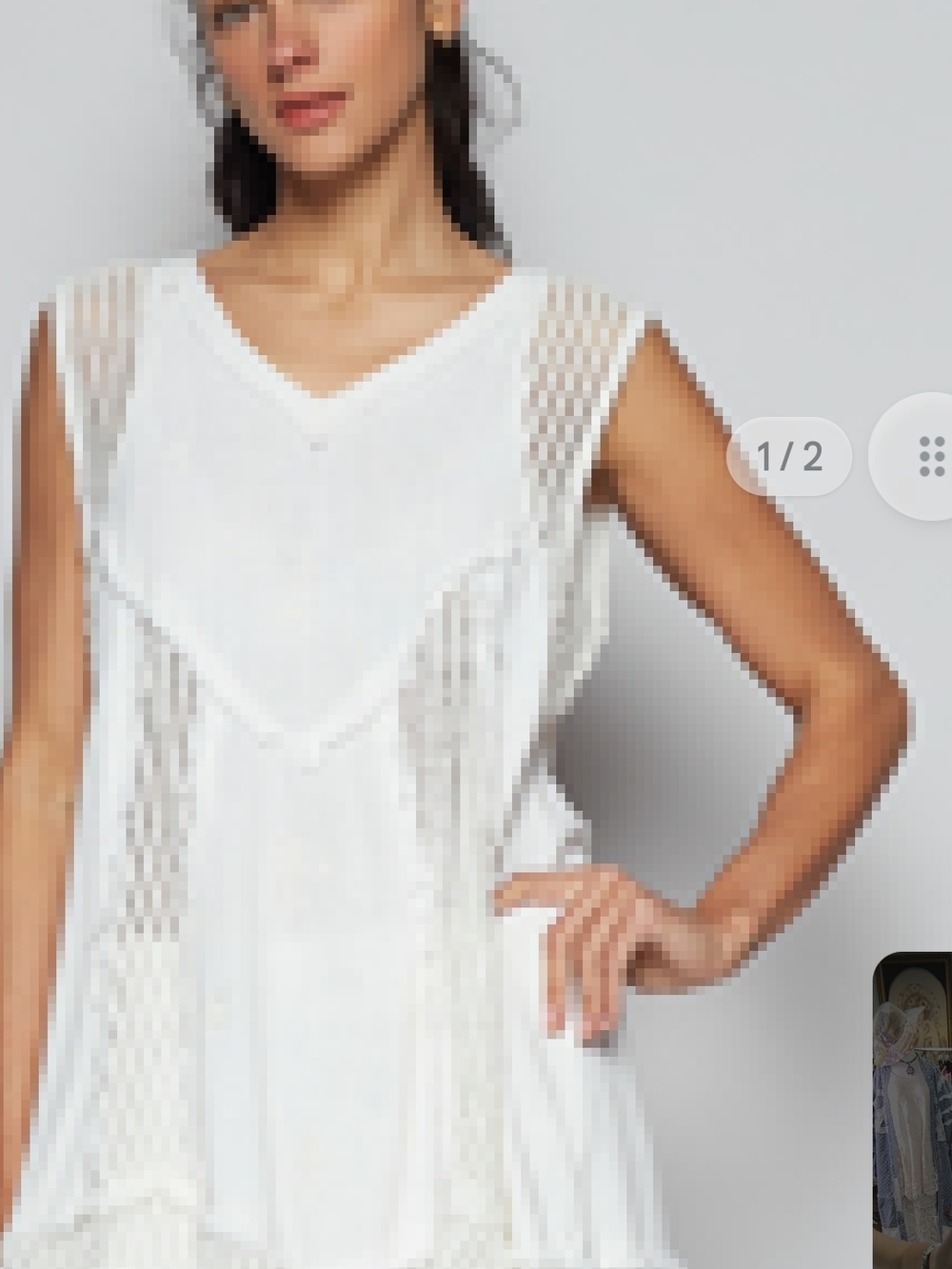 POL Cream Sleeveless Top with Delicate Trim